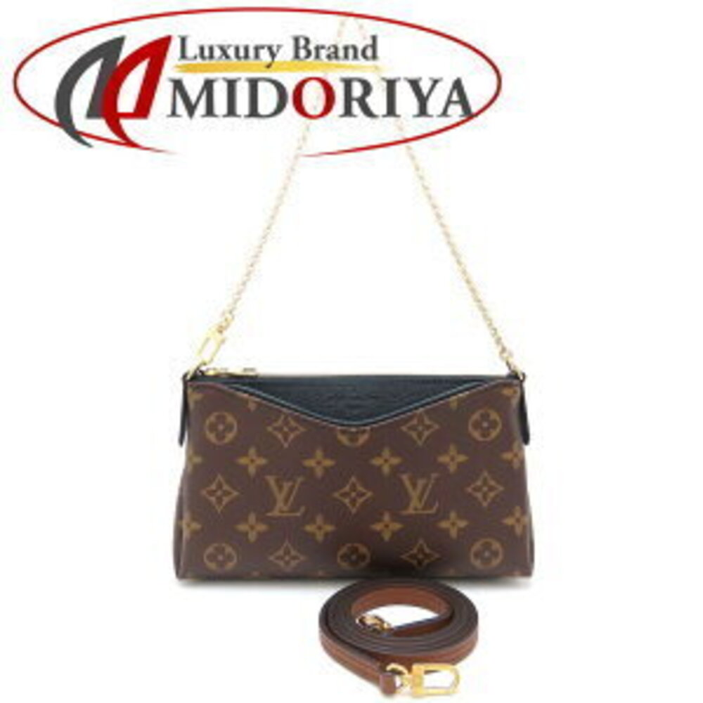 LOUIS VUITTON Monogram Pallas Clutch Shoulder Bag Brown
